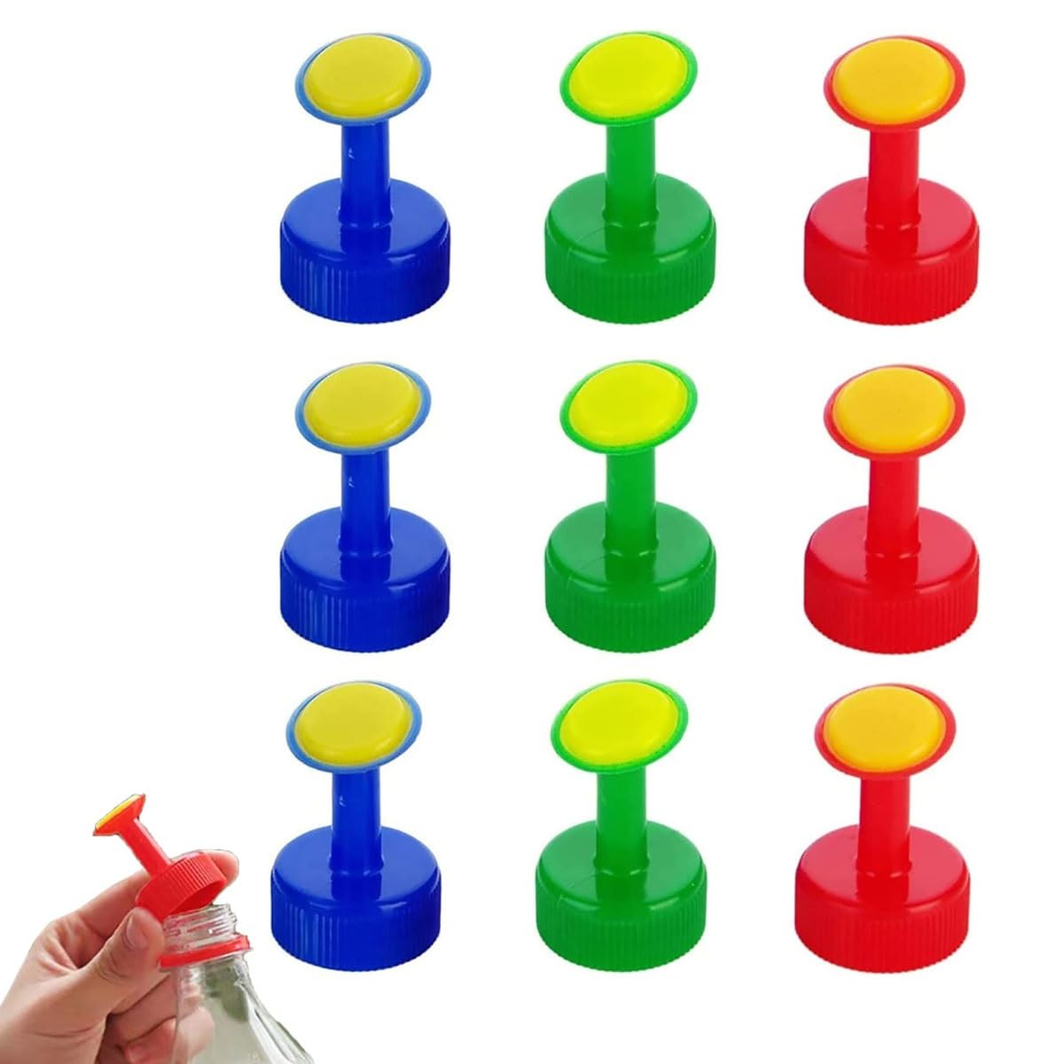 9PCS Bottle Top Waterer Sprinkler Portable Bottle Top Spout Sprayer for 30mm Drinking Bottles Seed Seedling Garden Irrigation Watering Cans