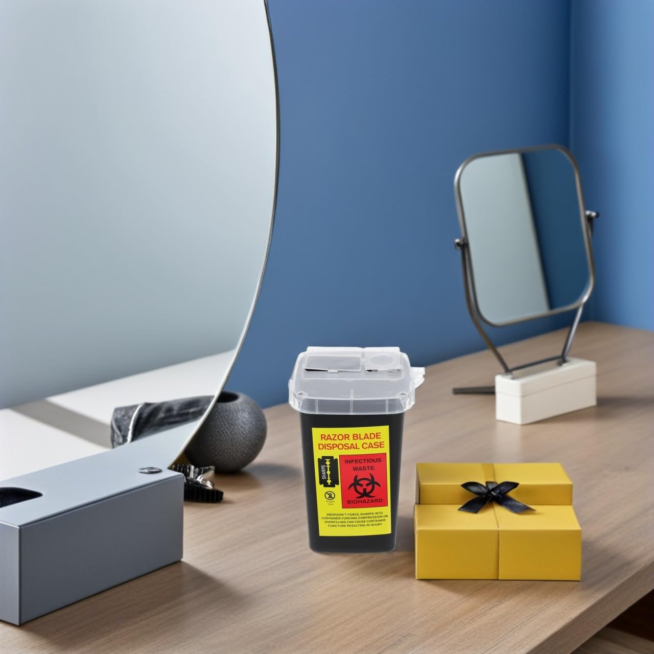 PACKOVE 2Pezzi Scatola per Riciclaggio Lame Portatile per Rifiuti Affilati e Riutilizzabile per Rasoio e Parrucchiere