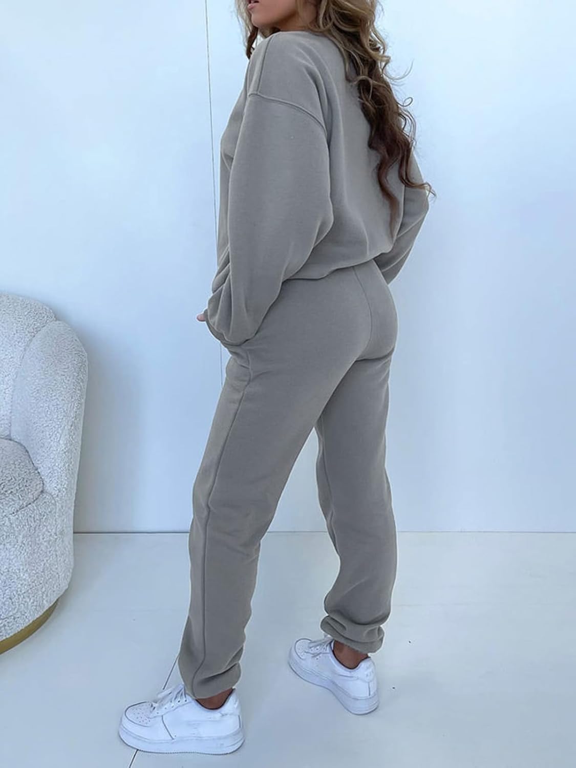 Alunzoem Jogger Sets for Women 2 Piece Sweatsuit Outfits Long Sleeve Pullover Sweatshirt Pants Set Tracksuit - Image 5