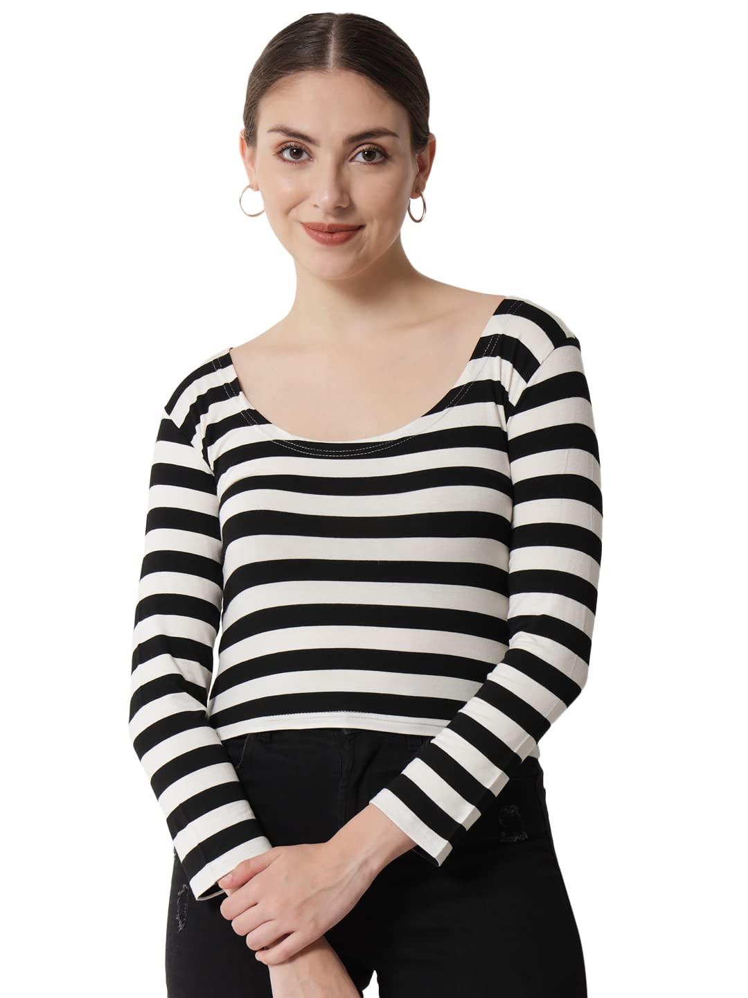Carrie Black & White Stripe Top