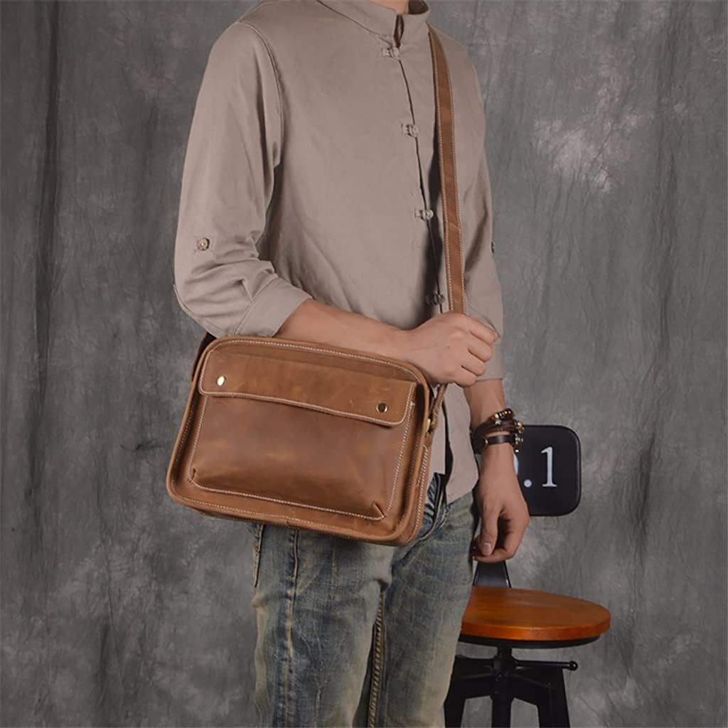 Men Crossbody Bag Genuine Leather Casual Shoulder Bag Leather Vintage Messenger Bag