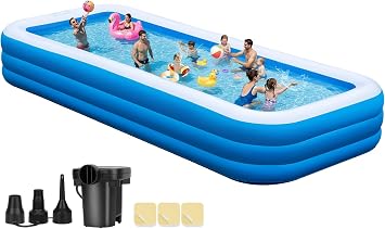 Extra Large Inflatable Pool 180" x 76" x 22" with Air Pump Included 1303 Gallon Blow Up Pool for Adults Family, Heavy Duty Above Ground Outdoor Swimming Pool for Backyard Summer Party