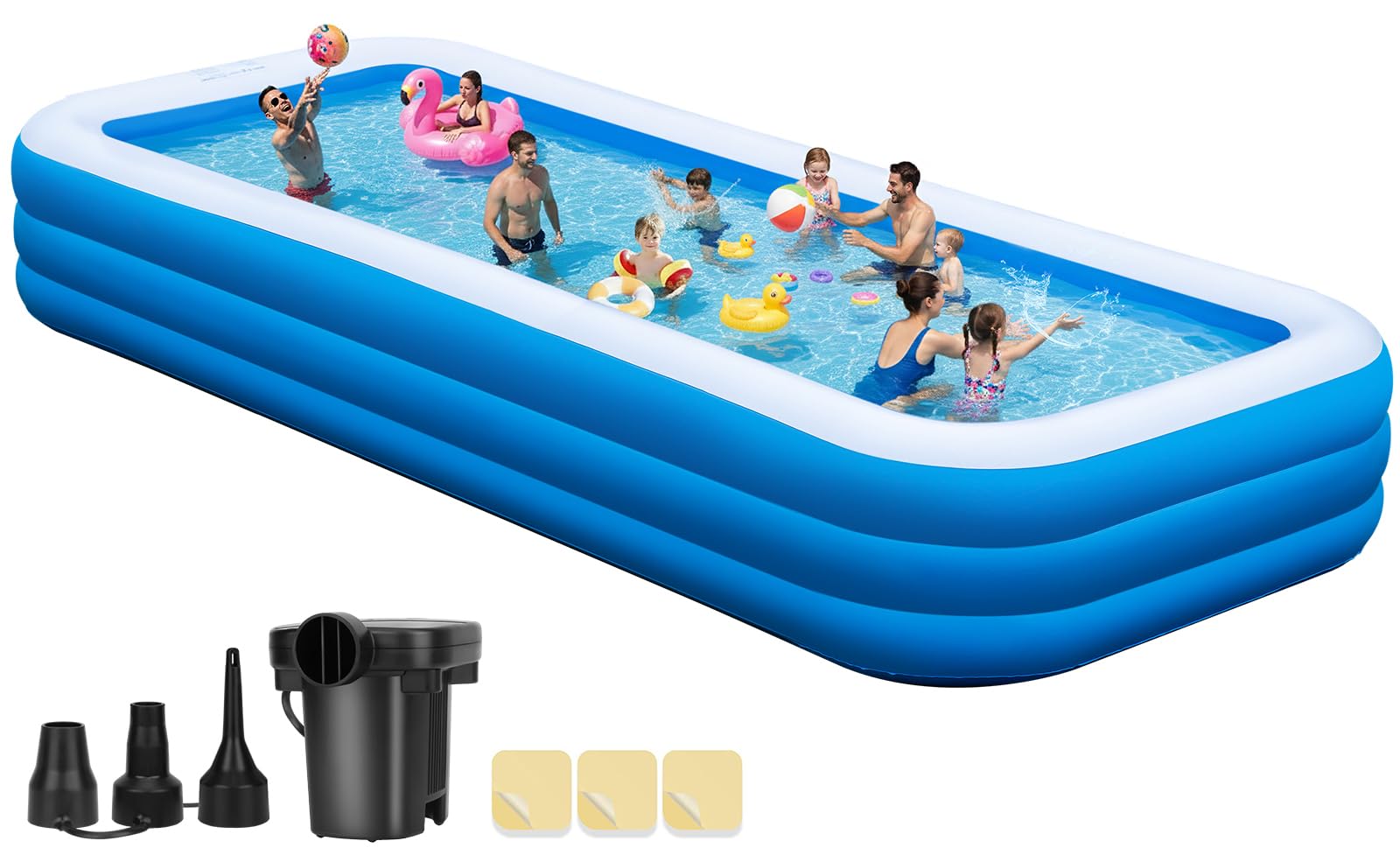 Piscinas inflables extragrandes de 180 x 76 x 22 pulgadas con bomba de aire incluida, piscina inflable de 1303 galones para familias adultas, piscina resistente sobre el suelo para fiesta de verano en