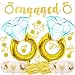 Engagement Party Decorations Giant 45 inch Diamond Wedding Ring Balloons,Extra-Large Engaged Banner and Glittering Gold Ring Confetti Kit for Engagement Bachelorette and Bridal Shower Decorations