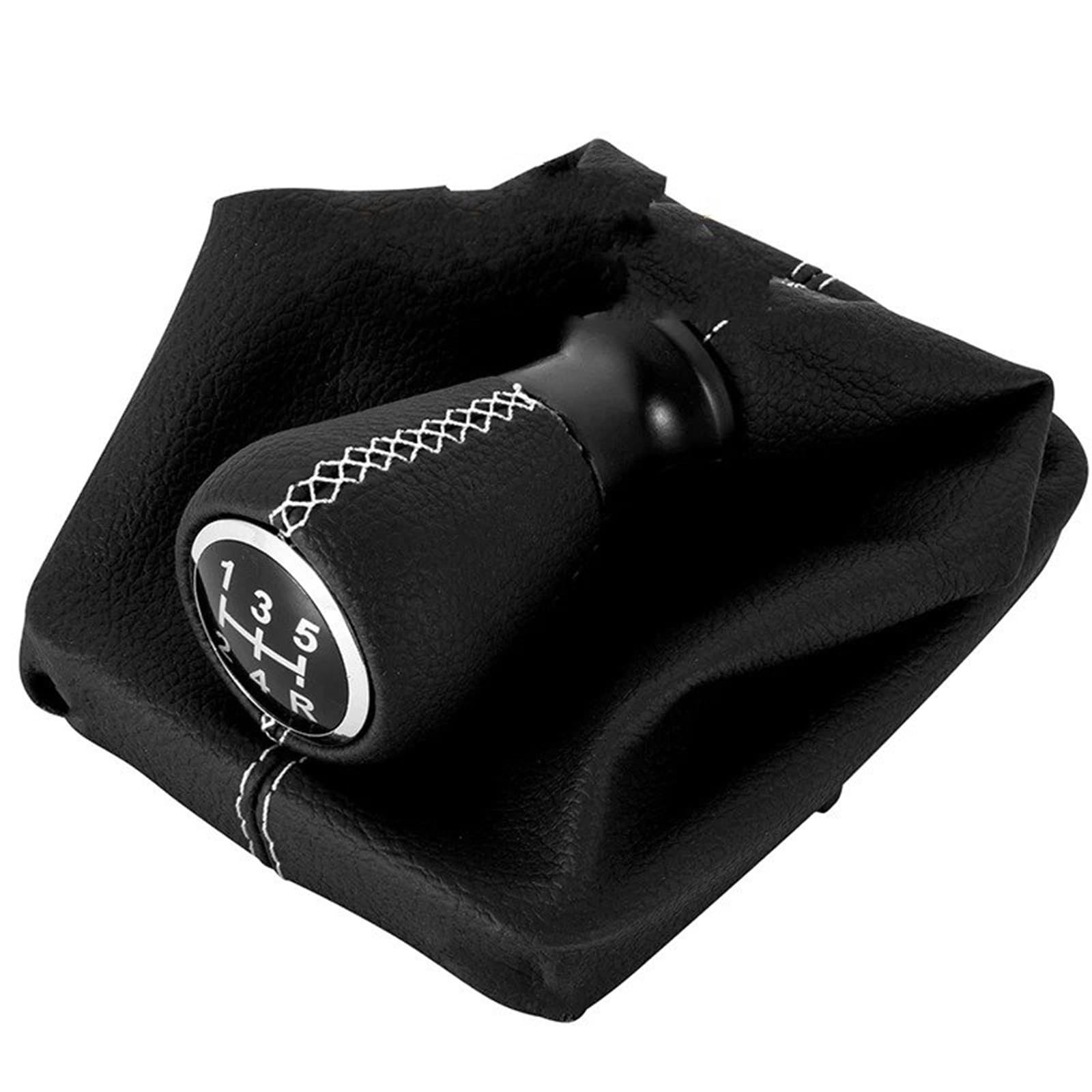 Dufwehr White Shifter Knob For Peugeot 206 406 Manual Transmission 5 Speed Leather Gear Shift Knob Gaiter Boot Cover Shifter Handle Car Accessories(White)