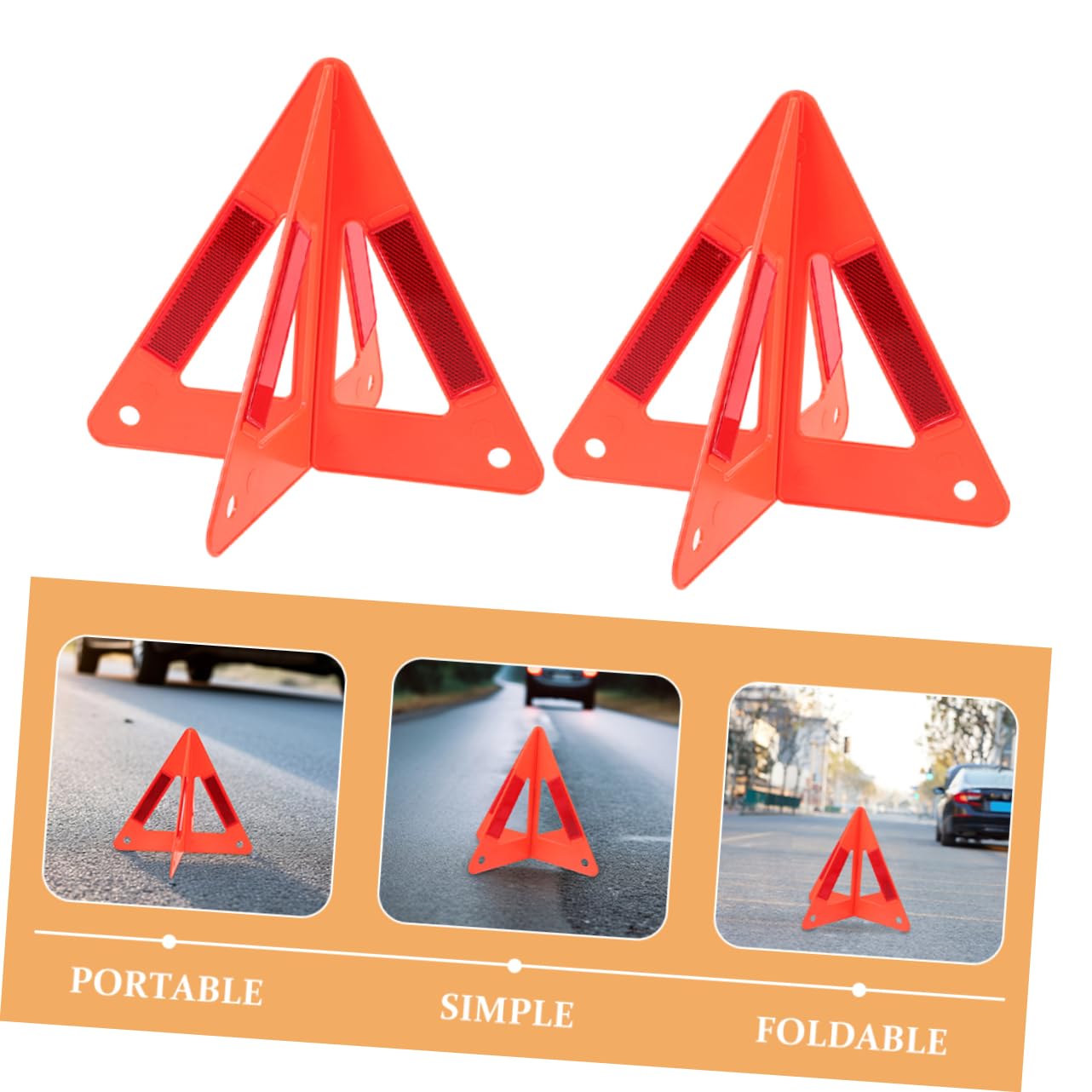 GLEAVI Segnale di Avvertimento per Auto Triangolo di Segnalazione Segnali di Avvertimento Triangolari Triangolo di Emergenza Triangoli per Camion Rosso Plastica