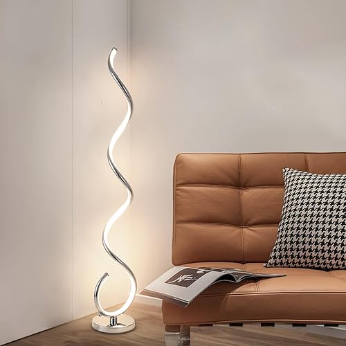 Miniatura 6 de Lámpara de pie LED en espiral para sala de estar, lámparas de pie modernas de 40 W con control remoto, 3 colores sin escalones, regulable, lámpara