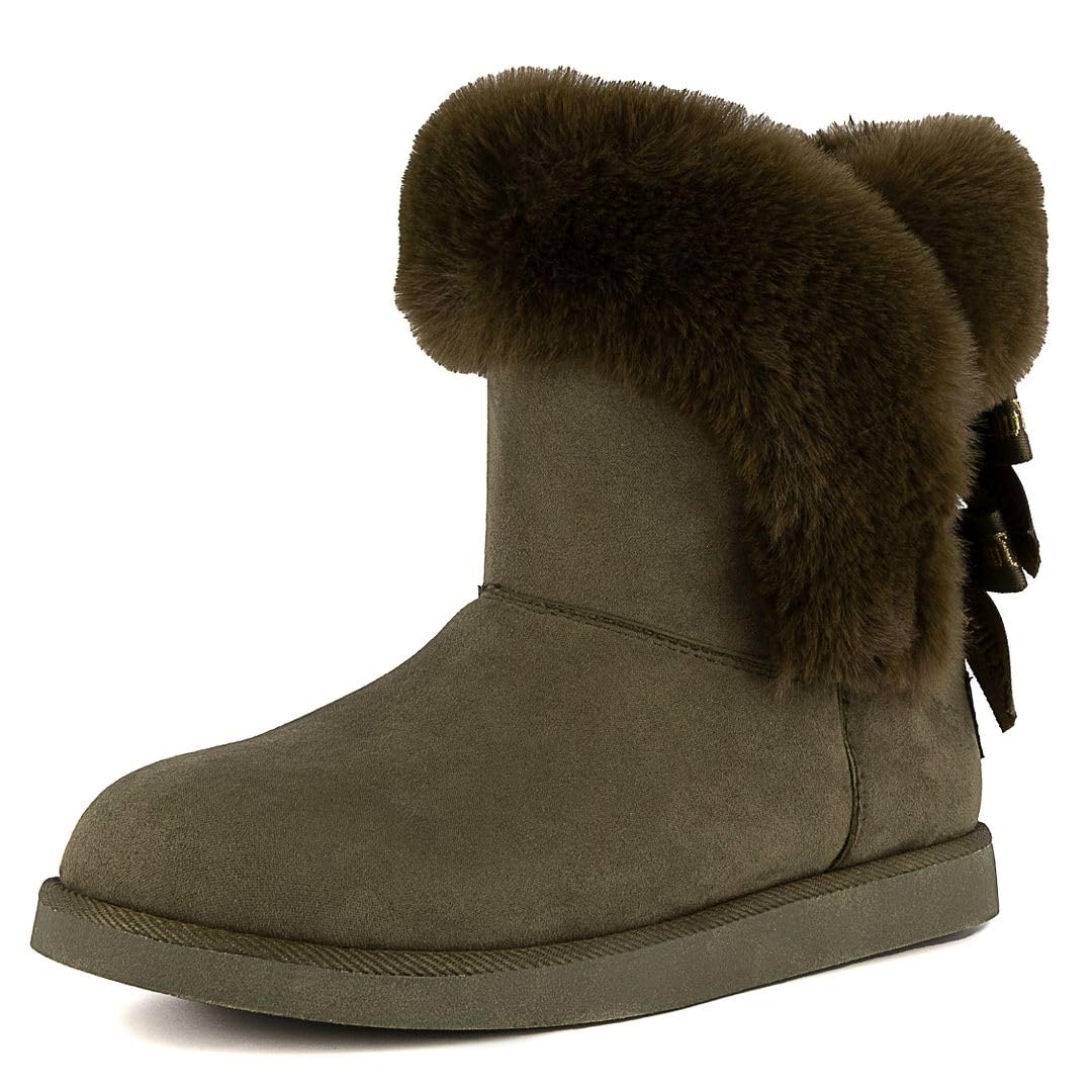 Juicy Couture Women's Slip On Winter Snow Boots Warm & Insulated Fur Lining Comfortable Fashion Booties
