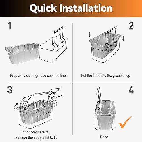 Miniatura 5 de SHINESTAR Paquete de 50 forros para vasos de grasa Blackstone de 17, 22, 28, 30, 36 pulgadas con taza de grasa trasera, bandeja de goteo desechable