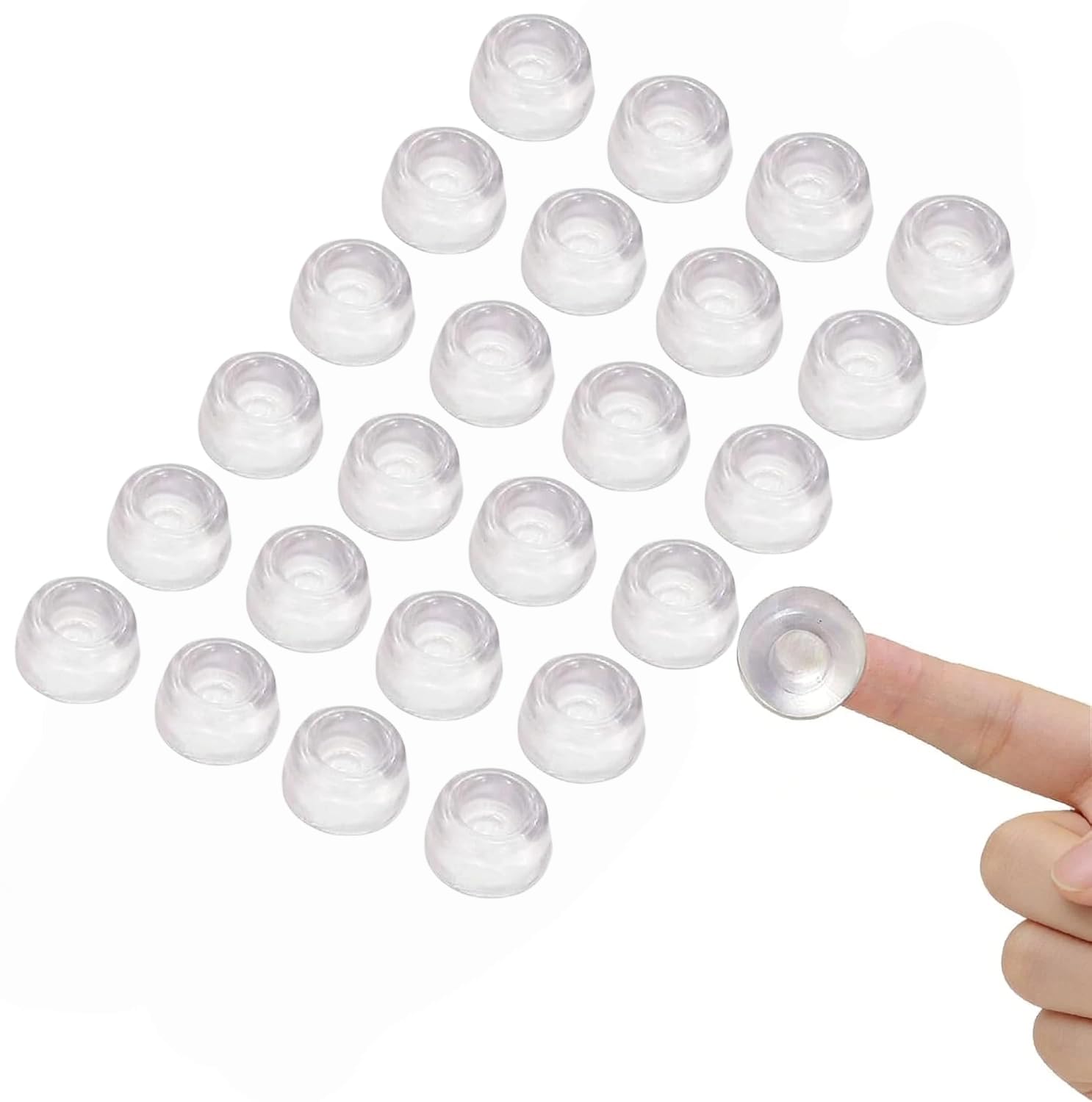 24 Pcs Clear Rubber Feet 22mm, Silicone Bumper Pads with Sticky Back for Chopping Board, Furniture, Glass, Tables and Crafts, Noise Reduction Stoppers