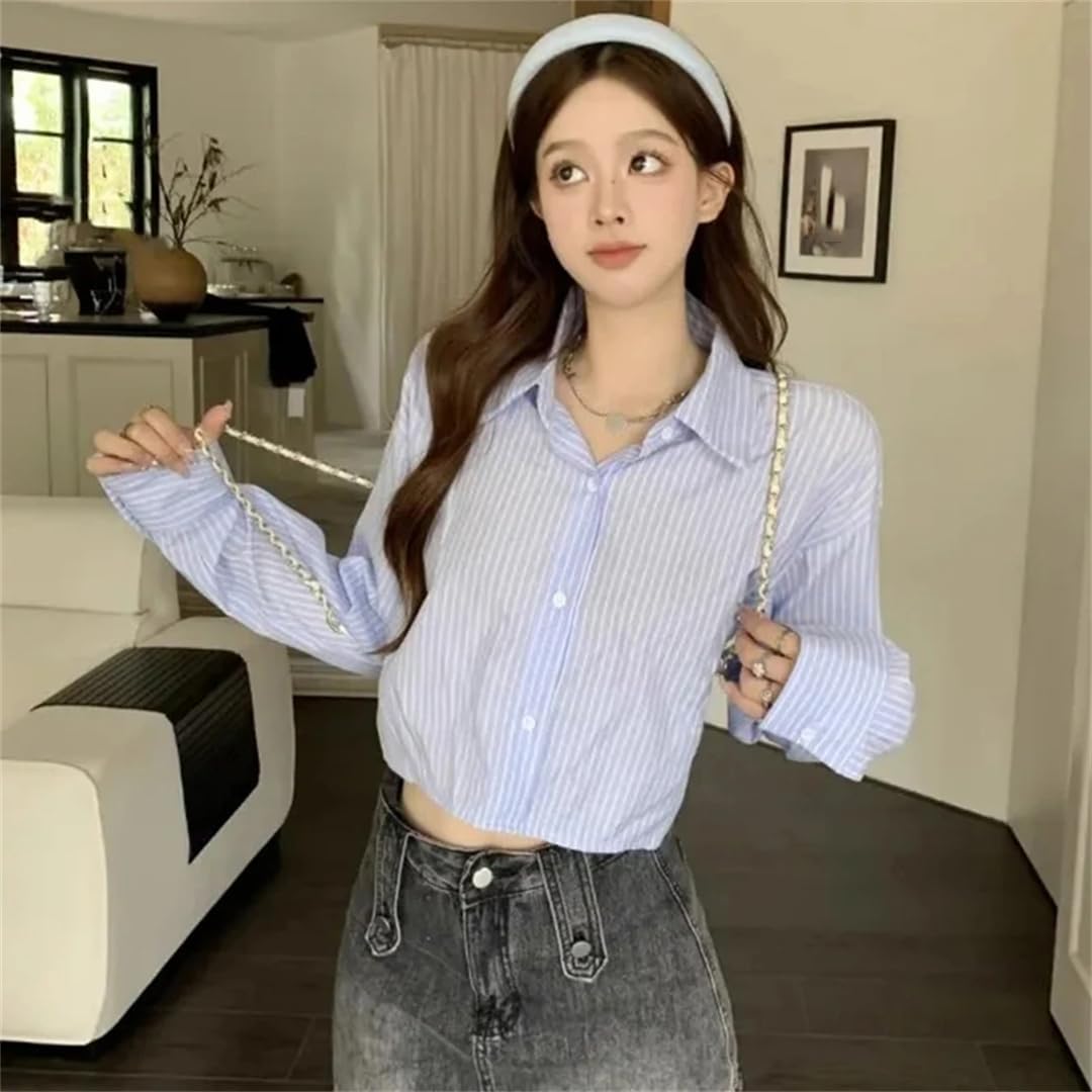 [Ornrjfll] レディース ニットベスト ツーピースセット スタイル ブルー ブラウス タンクトップ セーター