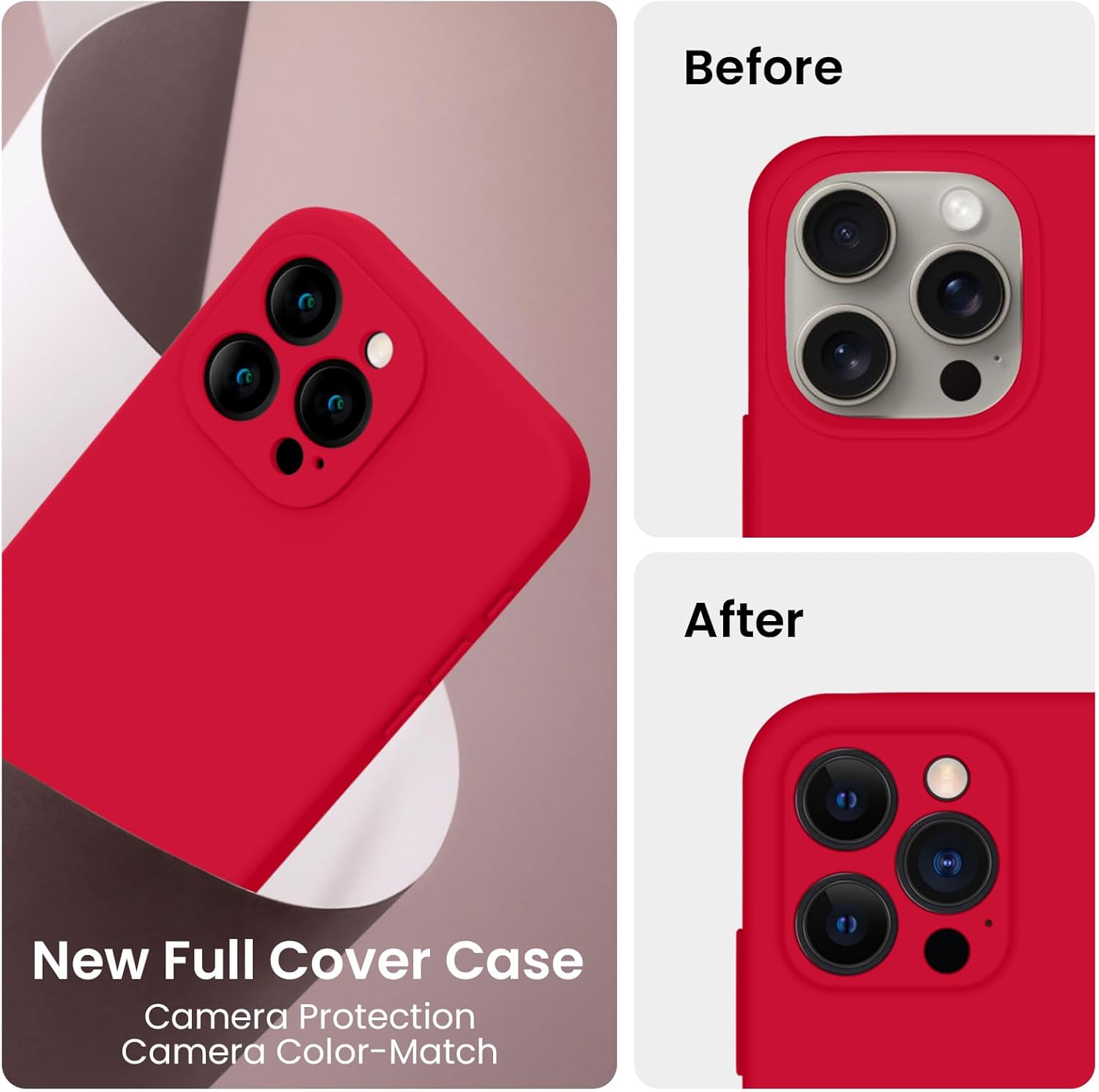 FireNova Designed for iPhone 16 Pro Max Case, Silicone Upgraded [Camera Protection] Phone Case with [2 Screen Protectors], Soft Anti-Scratch Microfiber Lining Inside, 2024, Deep Red - Image 3