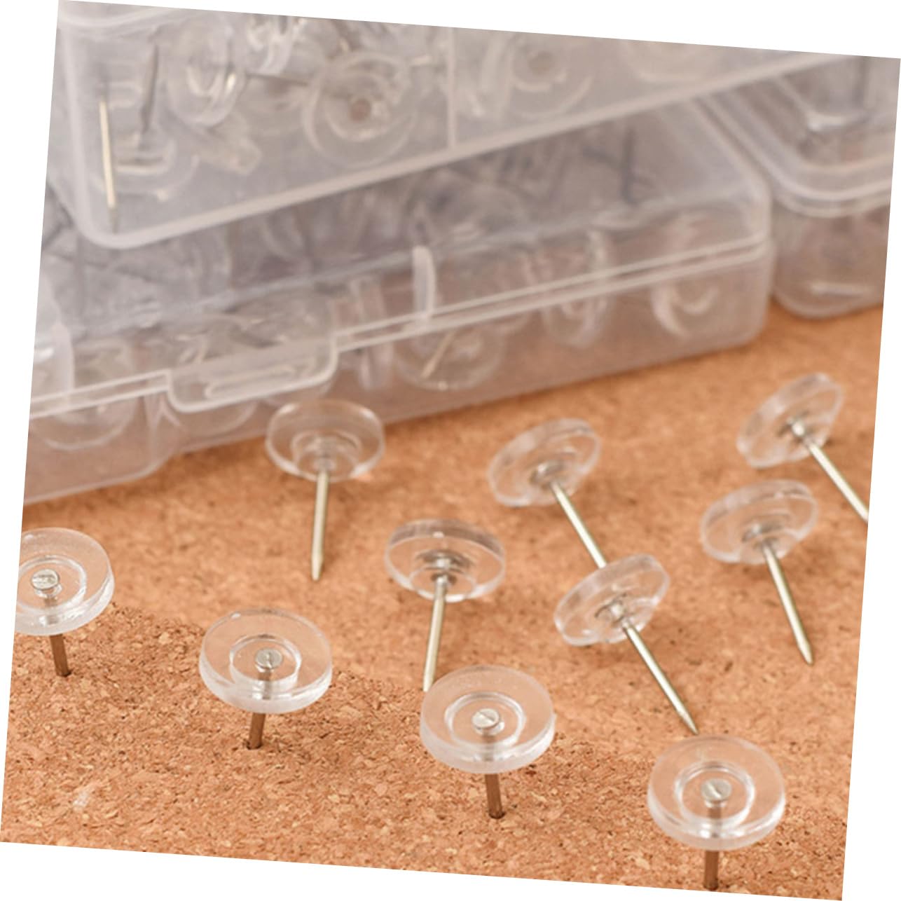 DOITOOL 4 Sätze Pinnwandstecker Runde Druckstifte Für Korkboard Transparente Pinnwandnadeln Für Karten Und Bürobedarf Und Einfach Zu Lagern 200 Stück * 4