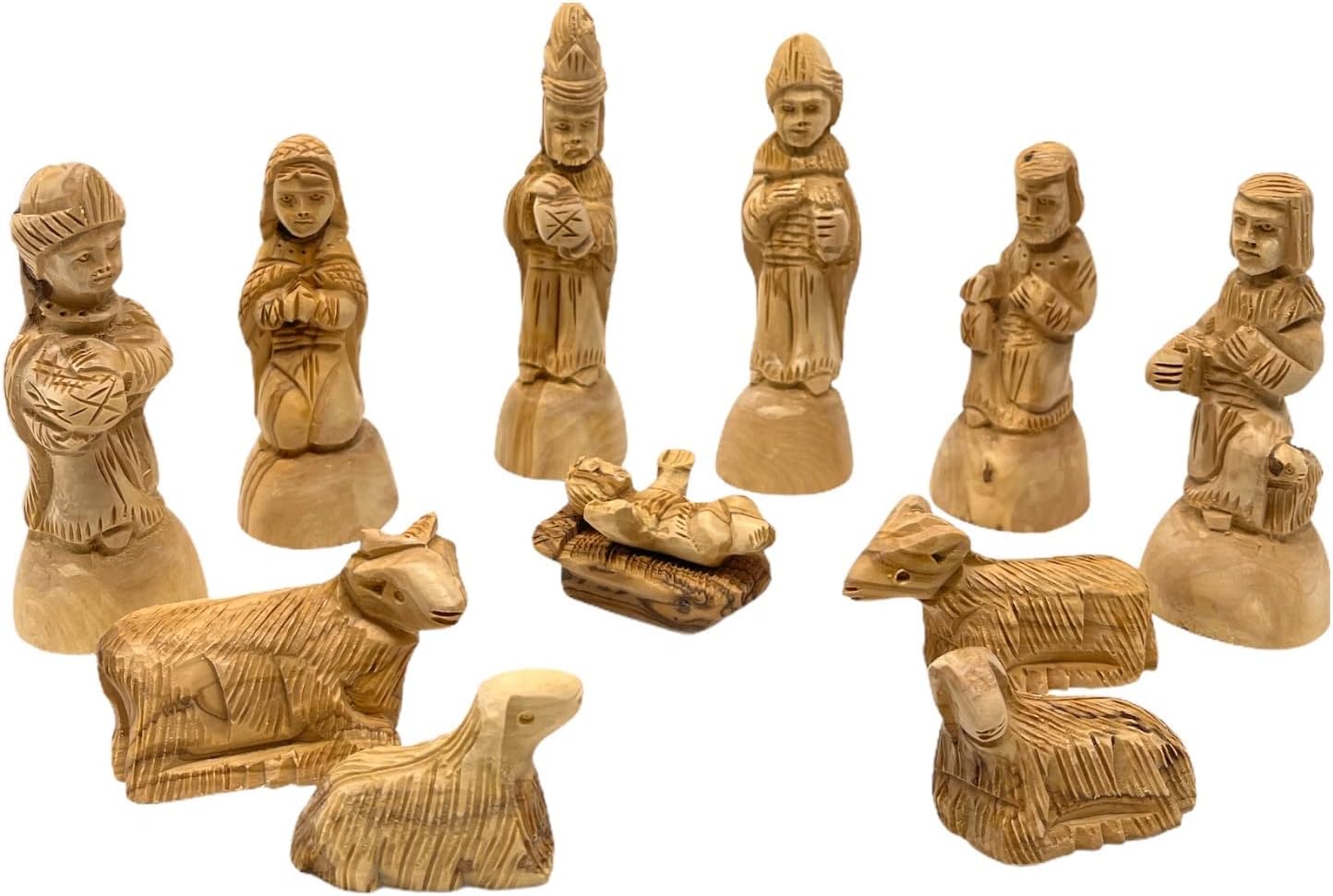 Bethlehem Olive Wood Christmas Nativity Set from The Holy Land 11 Pcs Tabletop Scene