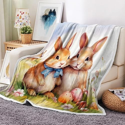 MERCHR Manta de conejitos y flores de Pascua, manta de franela de vellón súper cálida y acogedora con estampado floral de primavera, para sala de disponible en Yaxa Venezuela
