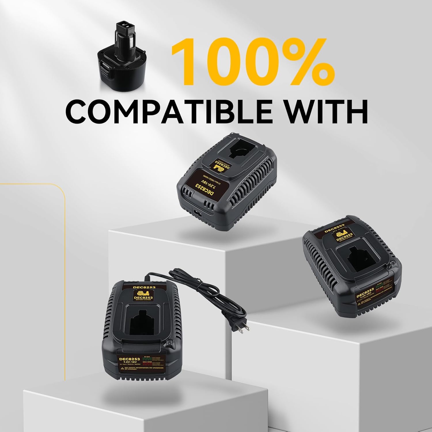 LUMSING DW9062 4.8Ah Ni-Mh Replacement for Dewalt 9.6V Battery Compatible with DW9061 DE9036 DE9061 DE9062 DW926 DW955K DW955 DW926K-2 DW926K DW902 DW050 (2 Pack)