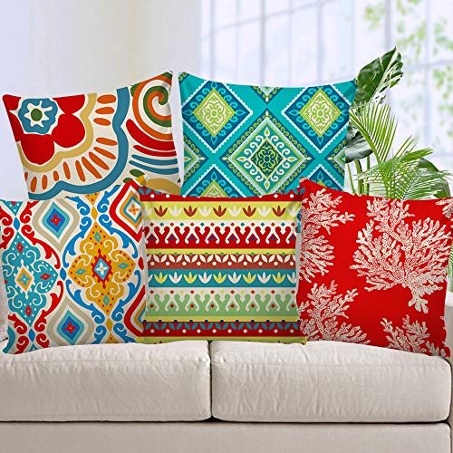 AEROHAVEN™ Set of 5 Decorative Hand Made Jute Throw/Pillow Cushion Covers - CC-173 - (18 x 18 Inch)