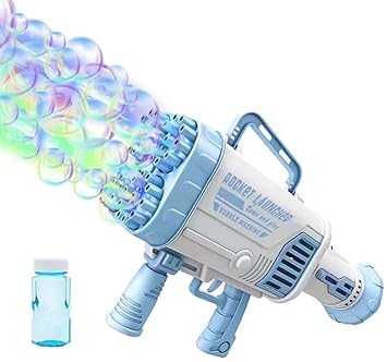 TECHERE 25 Nos of Hole Bubble Machine Gun Rocket Bubble Launcher for TIK Tok Kids Outdoor Party Wedding Gifts (Blue)