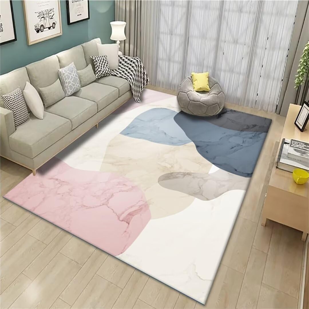 Tapis chambre bébé rose 200x290cm | Douceur et style minimaliste pour son espace de jeu