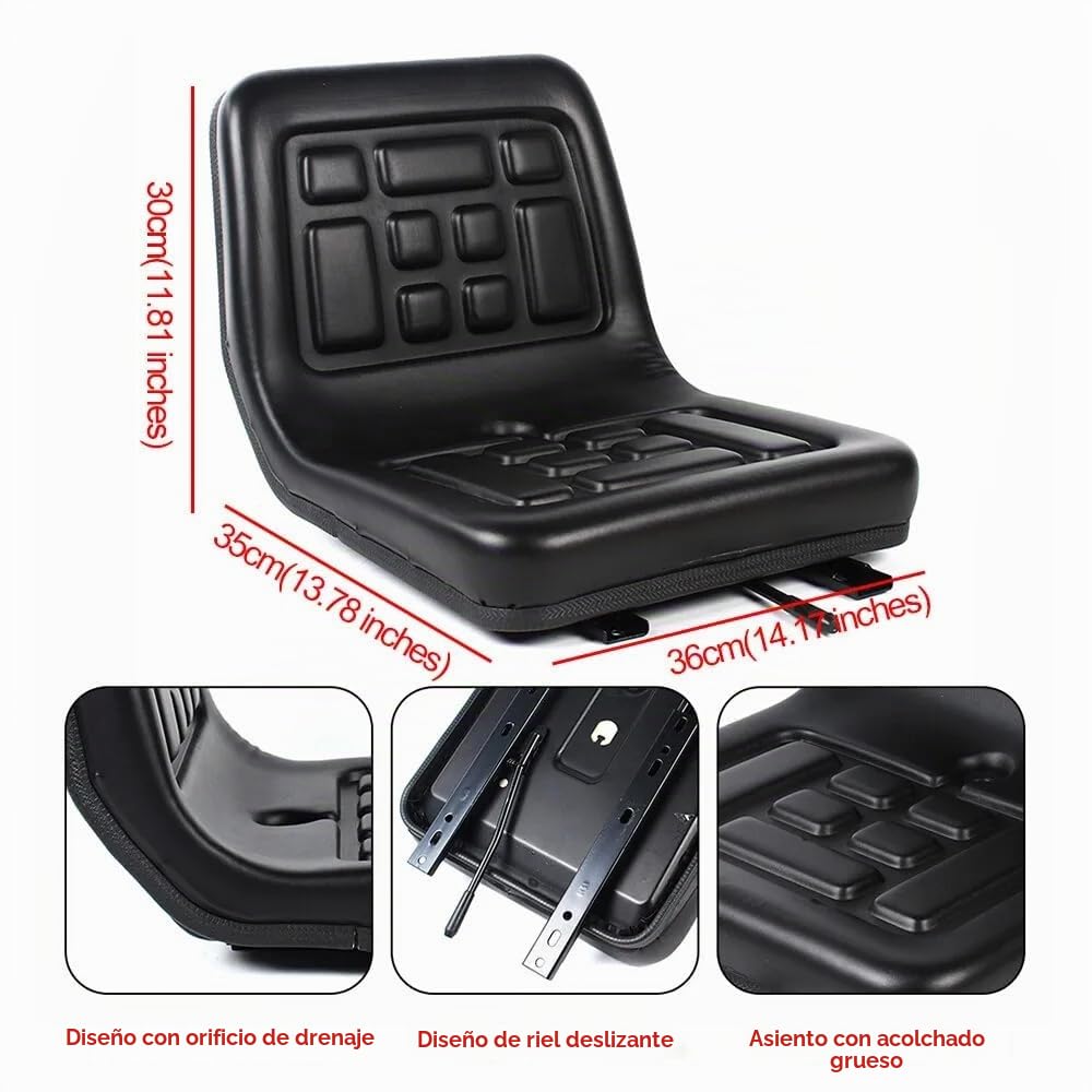 Asiento universal para tractor, asiento amortiguado, inclinable, Mower Dumper Digger, suspensión universal, ajustable, color negro