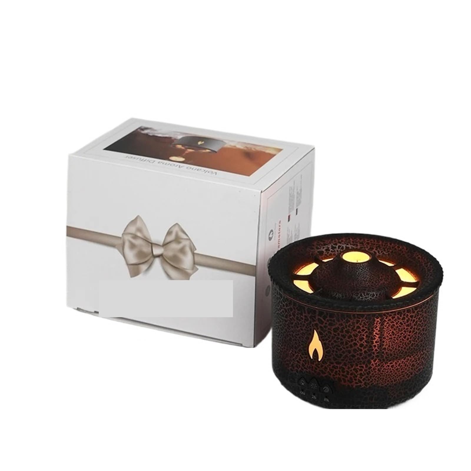 Humidifier, Volcano Flame Aroma Diffuser Jellyfish Smoke Ring Air Humidifier 360ml Aromatherapy Essential Oil Diffuser, for Bedroom(White)