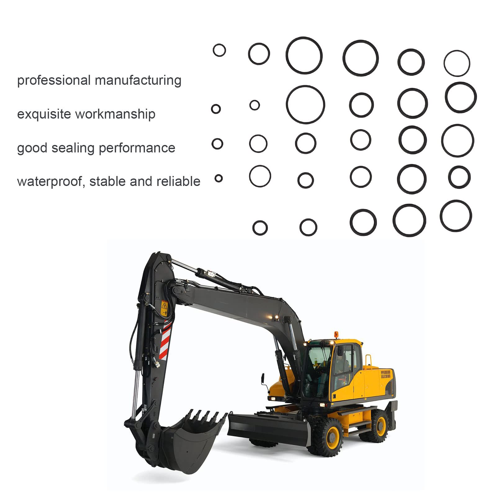 Kit D'assortiment de Joints Toriques en Caoutchouc de Remplacement Durable pour Excavatrice Doosan, Kit de Joints de Système de Climatisation avec 376 Pièces pour les Professionnels de la