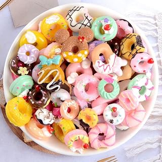 10PCS Nail Charms Cartoon Donut Ice Cream Mixed Resin Acrylic Nail Art Decoration, Donuts Mixed Dessert Resin Pendant(K Donut)