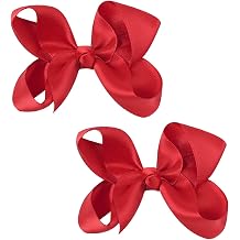 3 Inch Satin Bow for Little Girls - 2 Pcs Red