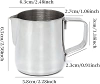 Vista 2 de Honbay 1 jarra de acero inoxidable para espumar leche con leche, jarra de café al vapor para expreso, capuchino, leche, crema, café con leche