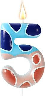 Blue Dog Paw Themed Birthday Candles, Birthday Candles Cake Topper 0-9 Blue Dog Party Supplies Numeral Birthday Candles Dog Paw Birthday Candles for Cake Decoration (Number 5)