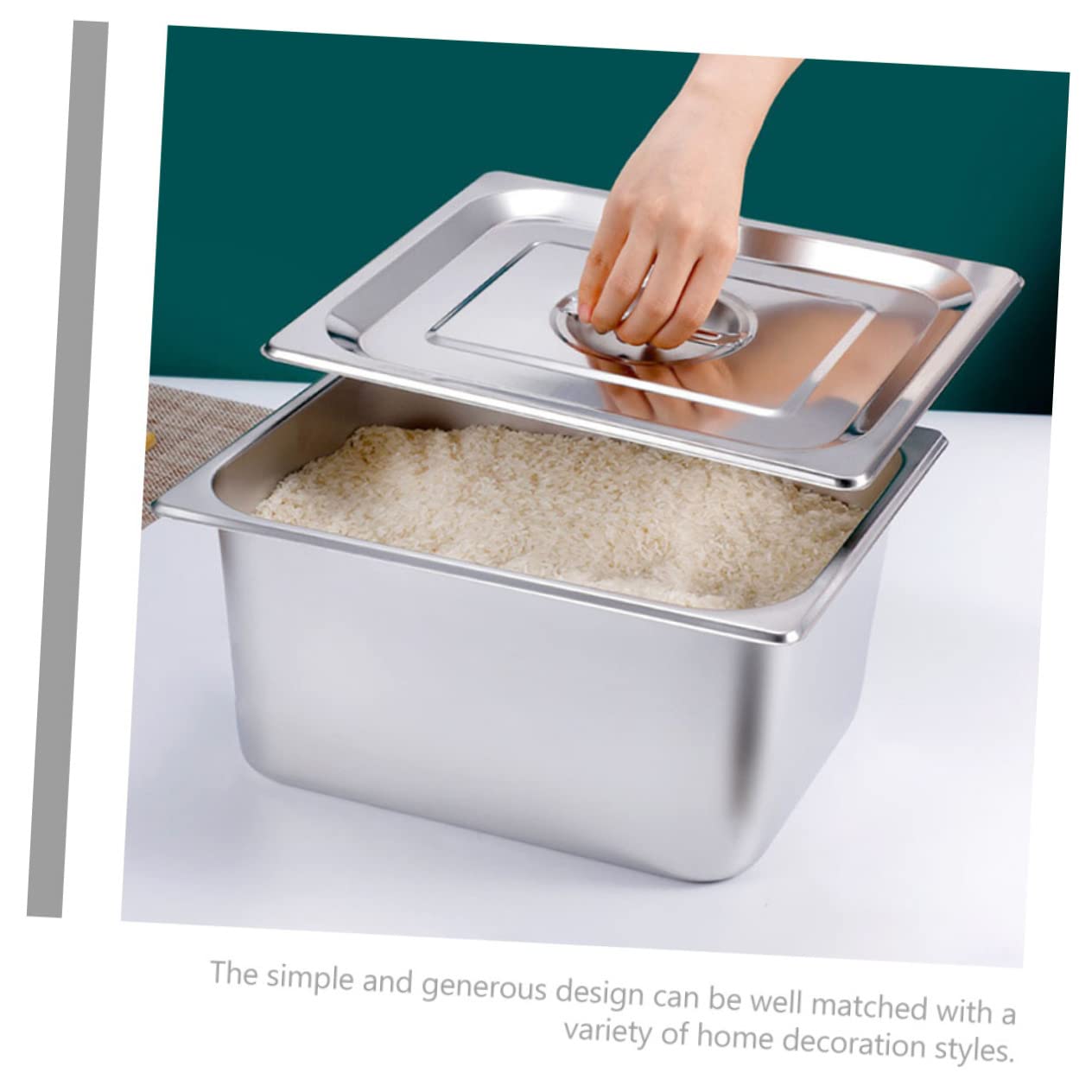 Mikinona Porta Cibo e Anti Macchie in Acciaio Inossidabile con Coperchio da Buffet e Angoli Arrotondati Design Semplice Facile da Pulire per Caffetterie e Pasticcerie