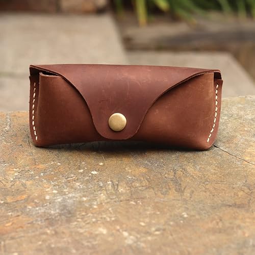 Miniatura 2 de Genuine Leather Eyeglass Case Vintage Personality Handmade Glasses Case Eyewear Protective Holder