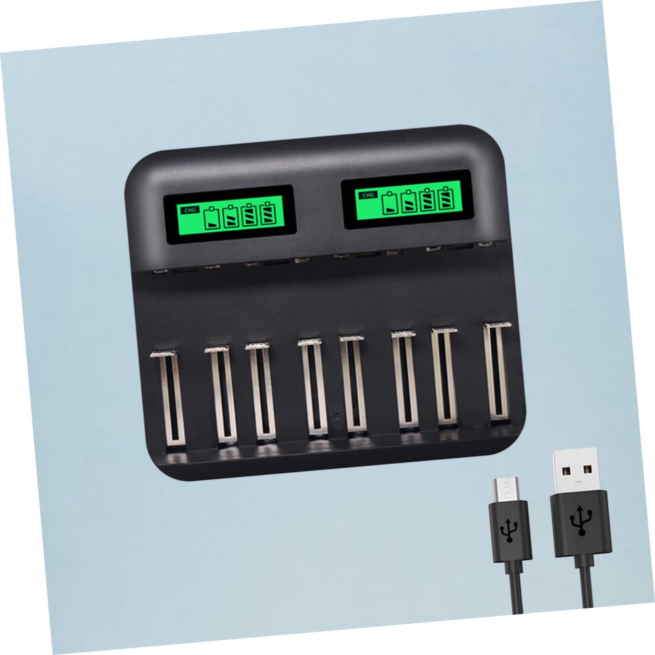 Veemoon 8 Cargador batería Snap n Charge Carga rápida Cargador Pilas AA/AAA/C/D Cargador múltiple Cargadores USB Cargador USB Cargador baterias Recargable, HHKHXYC26C7W44997F314CG1G | Plástico, Protección contra Sobrevoltaje, Opciones de Carga Múltiple, 8