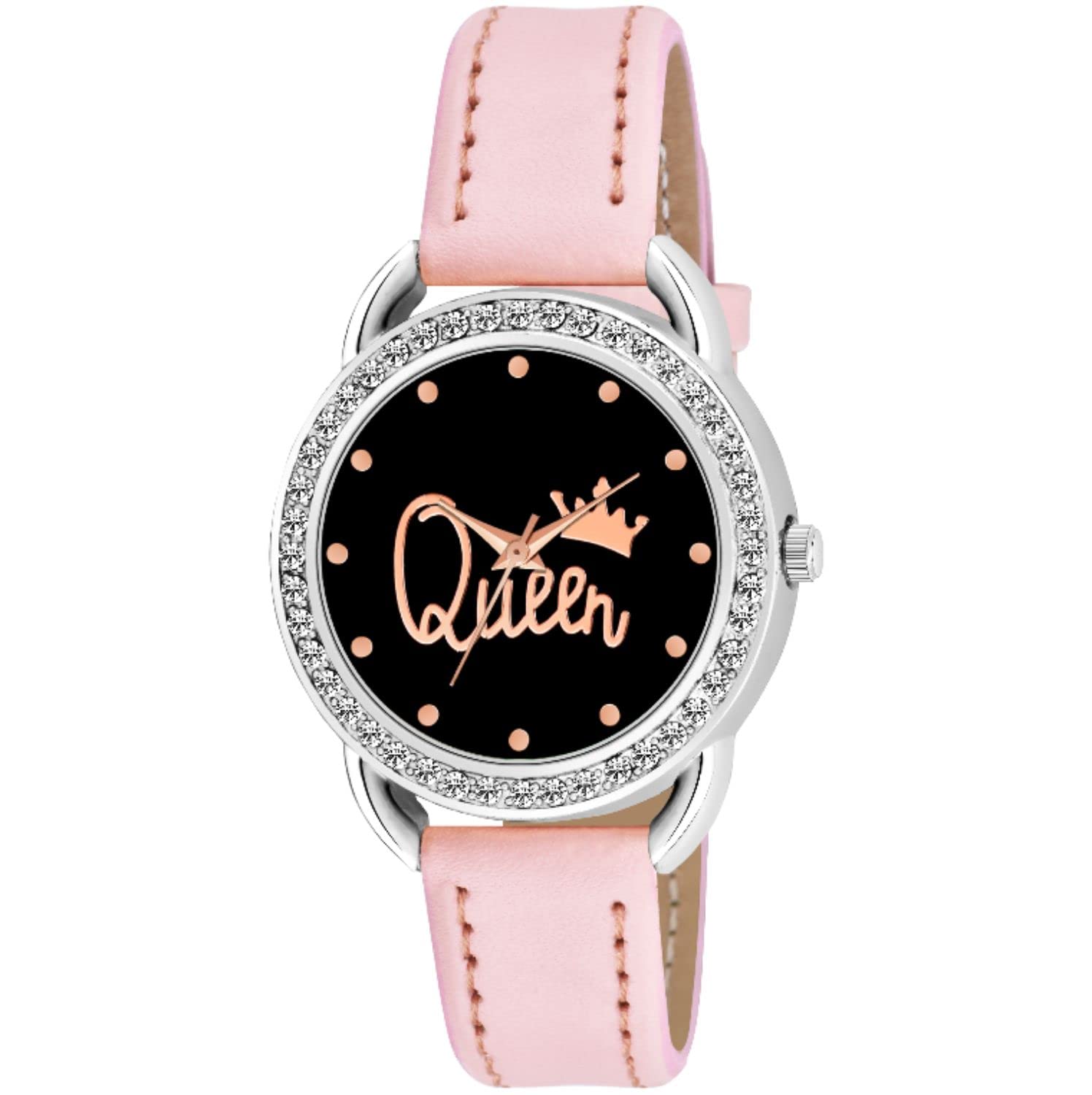 KIROH Analogue Diamond Designer Queen Dial Leather Strap Watch for Girls and Women(Peach) (B0C4HFT6QD) Amazon Price History, Amazon Price Tracker