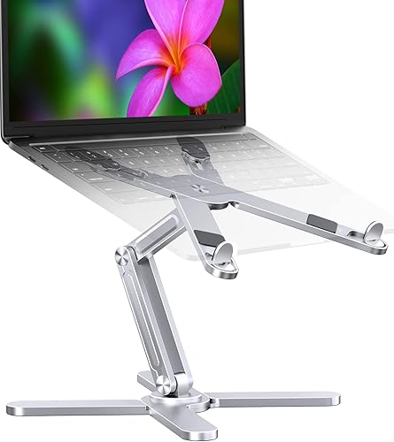 AOEVI Soporte ajustable para laptop con rotación de 360 grados, elevador para computadora portátil para escritorio ajustable en altura, soporte de