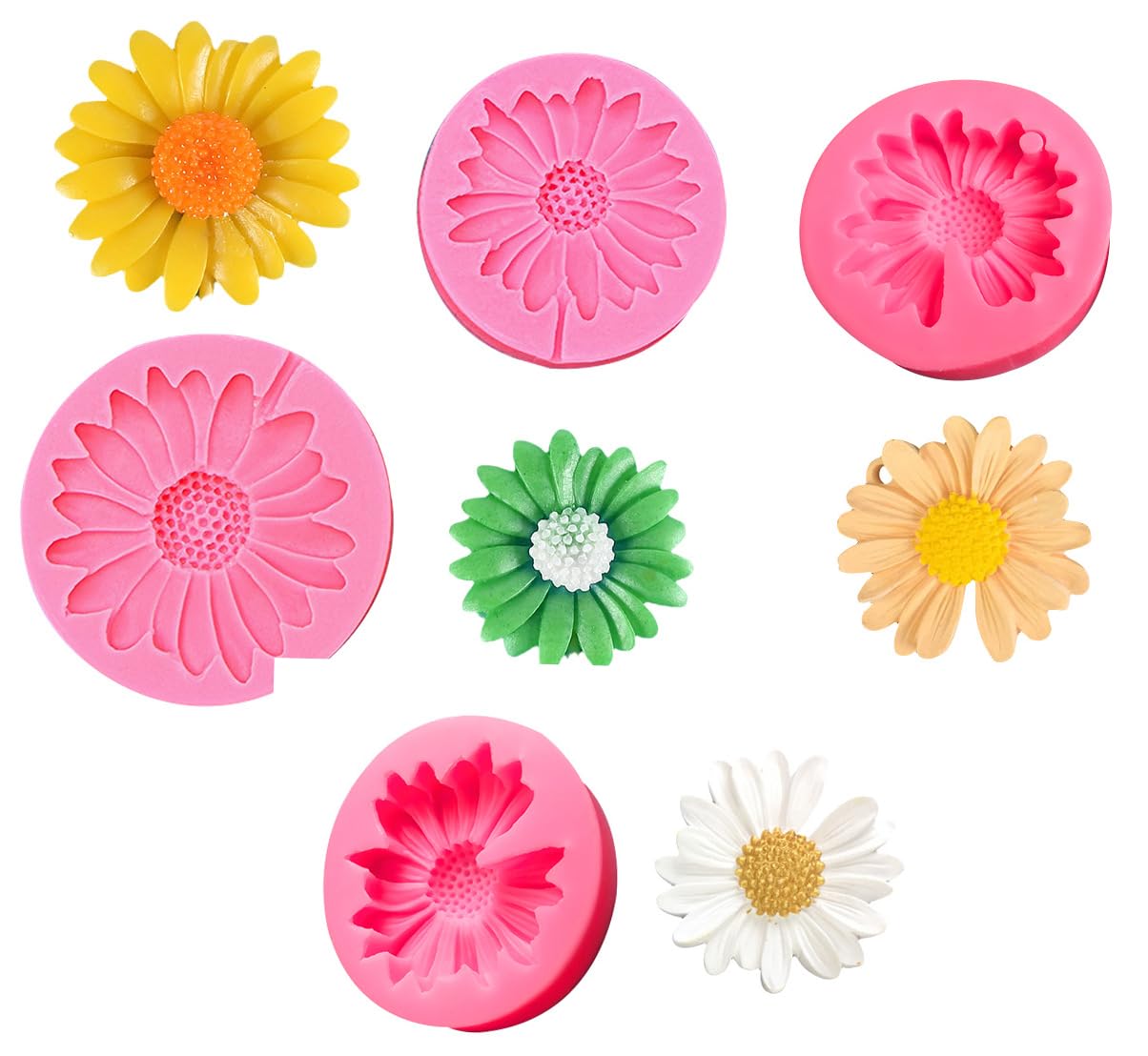 Chrysanthemum Silicone Molds 4Pcs/Set, Chamomile Family Cake Decoration Fondant Mold - Image 2