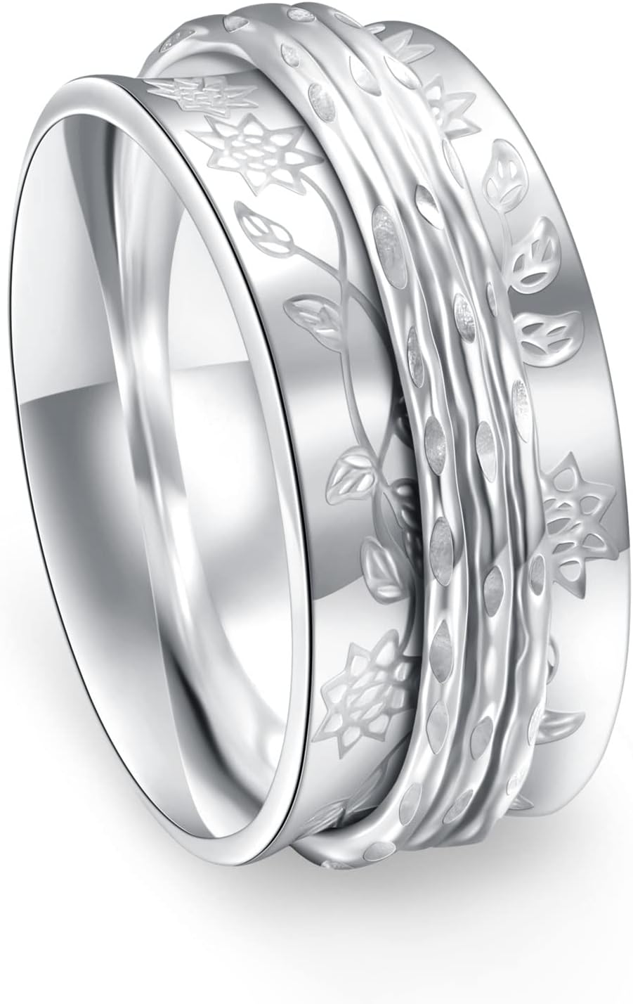 S925 Sterling Silver Faith Hope Love Spinner Rings Inspirational Anti Anxiety Ring Fidget Ring