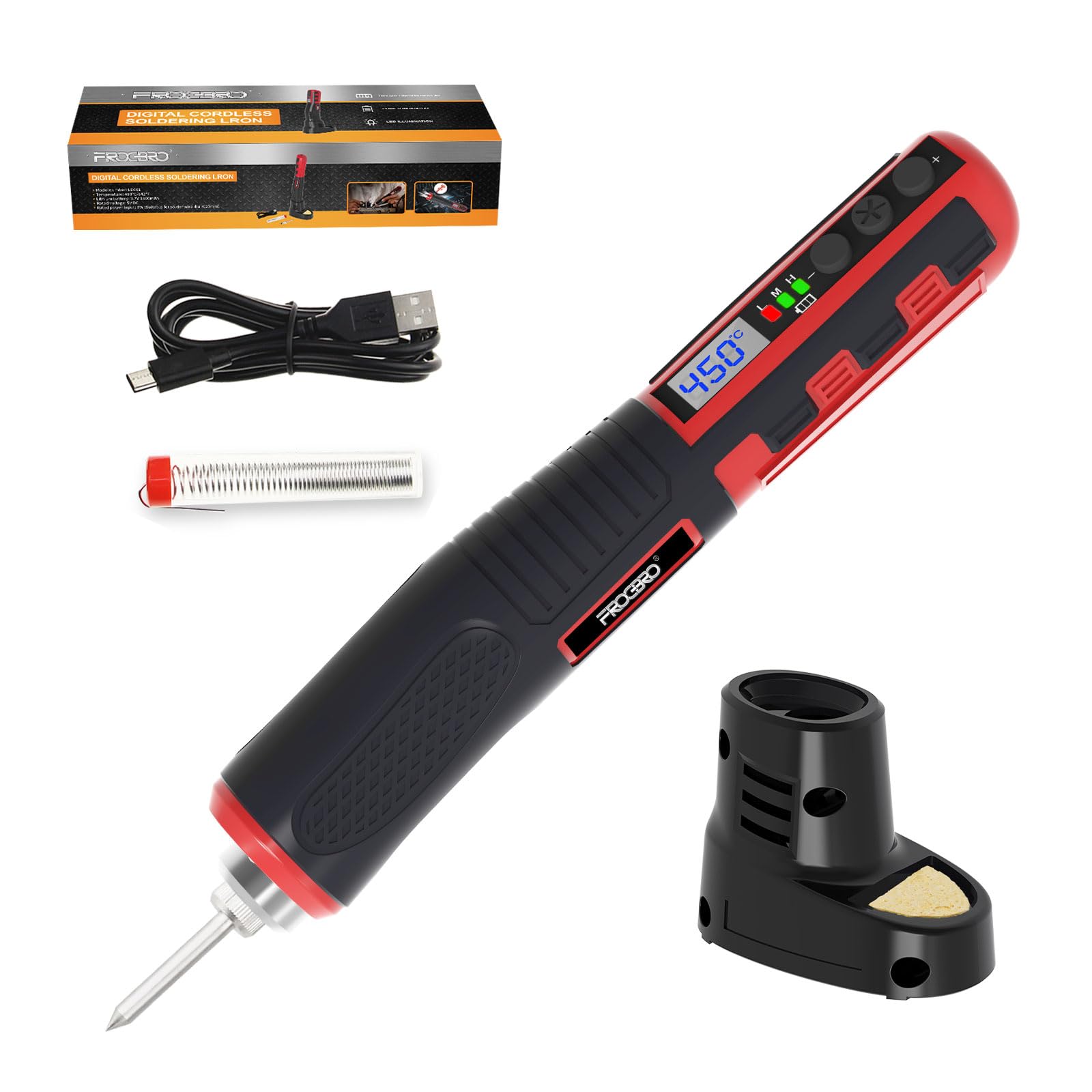 Saldatore a Stagno a Batteria 8W temperatura regolabile 200-450℃