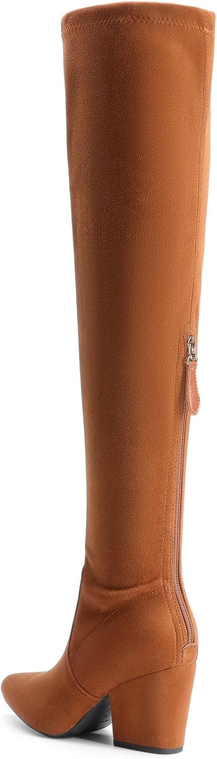 DREAM PAIRS Women's Pointed Toe Thigh High Over the Knee Boots Tall Chunky Blocked Heel Fall Long Fashion Sexy Boots - Image 4