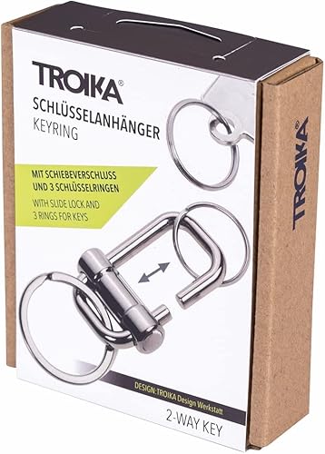Miniatura 6 de TROIKA LLAVE DE 2 VÍAS KR22-09GM Llavero con 3 anillos para llaves en 2 tamaños Cierre deslizante para facilitar la organización de las llaves