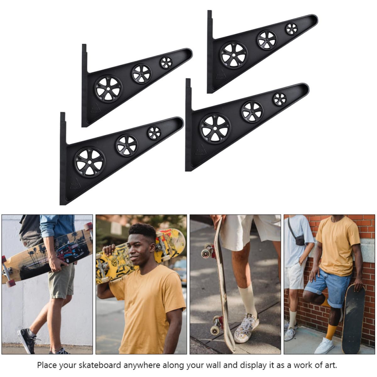 minkissy Soporte de Patineta Wall Mounted Holder de Pared Pp Negro Hogar