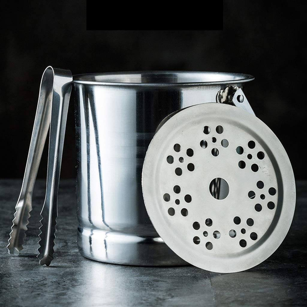 Ein Eiskübel Edelstahl Eis Eimer mit Griff für Haushalt Getränk Eis Eimer Bock Bier Cocktail Eis Eimer Garten Pflanzung Bewässerung Eimer Eiskühler Sektkühler Eiswürfelbehälter ( Color : Silver )