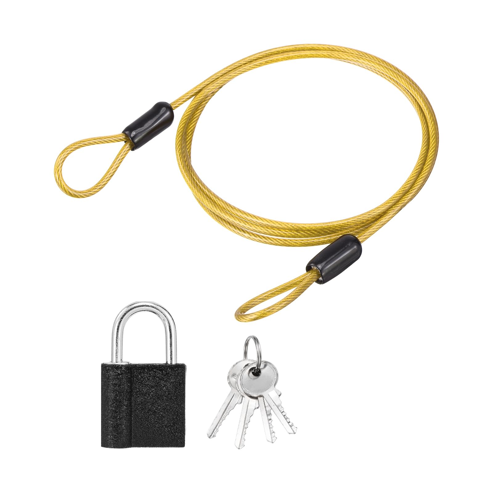 Cable de seguridad de acero con candado PATIKIL de 1 metro loop doble bucle 7