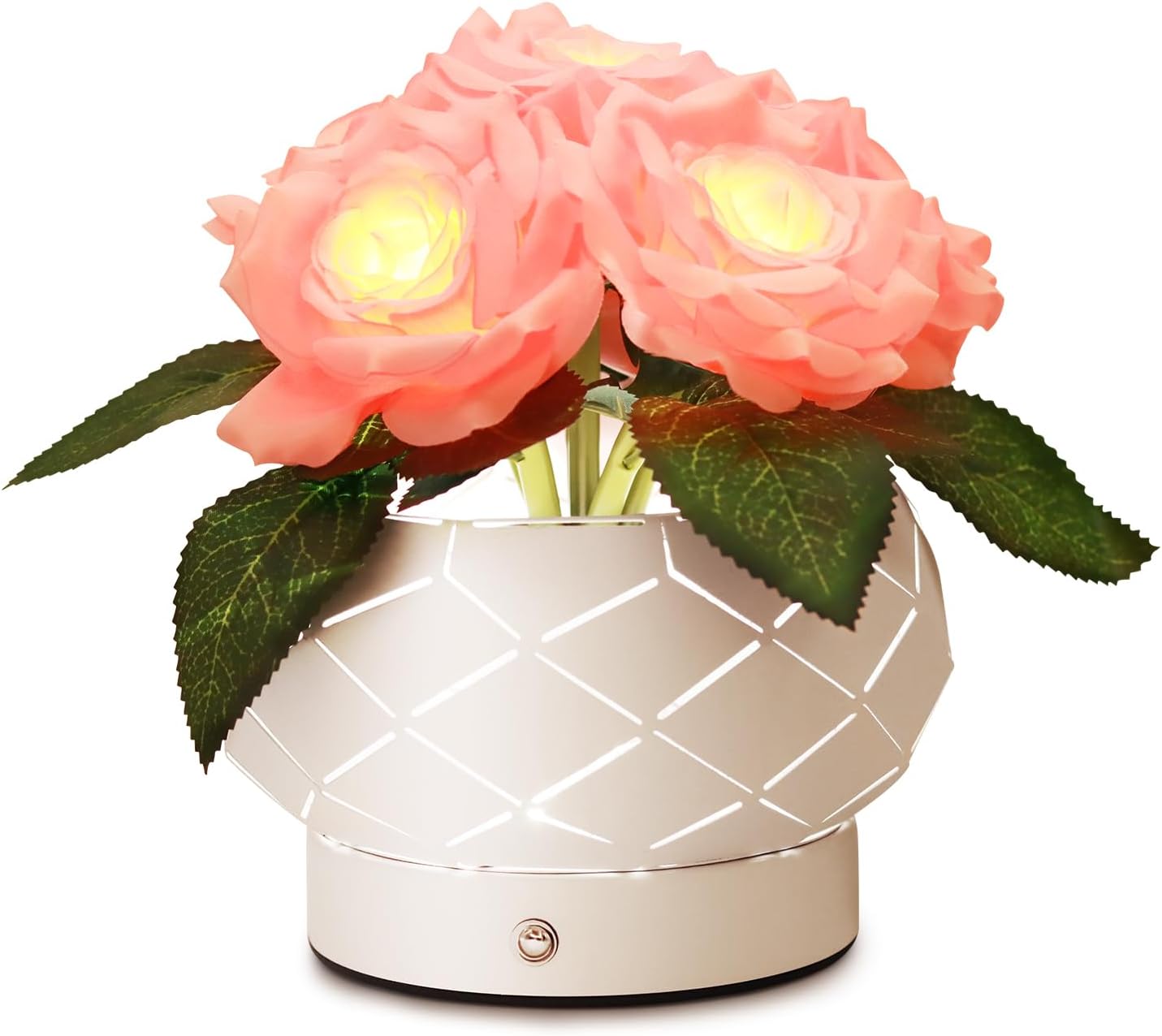 AMWGIMI Roses Flower Touch Table Lamp,Rechargeable Cordless 3-Colour Dimming Small Night Light for Festival Housewarming Home Decor Birthday Gifts for Bedroom, Living Room Dining Room