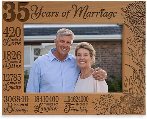 KATE POSH Marco de fotos 35 años de matrimonio, aniversario tradicional de coral para marido y esposa, parejas (4 x 6 pulgadas, horizontal)