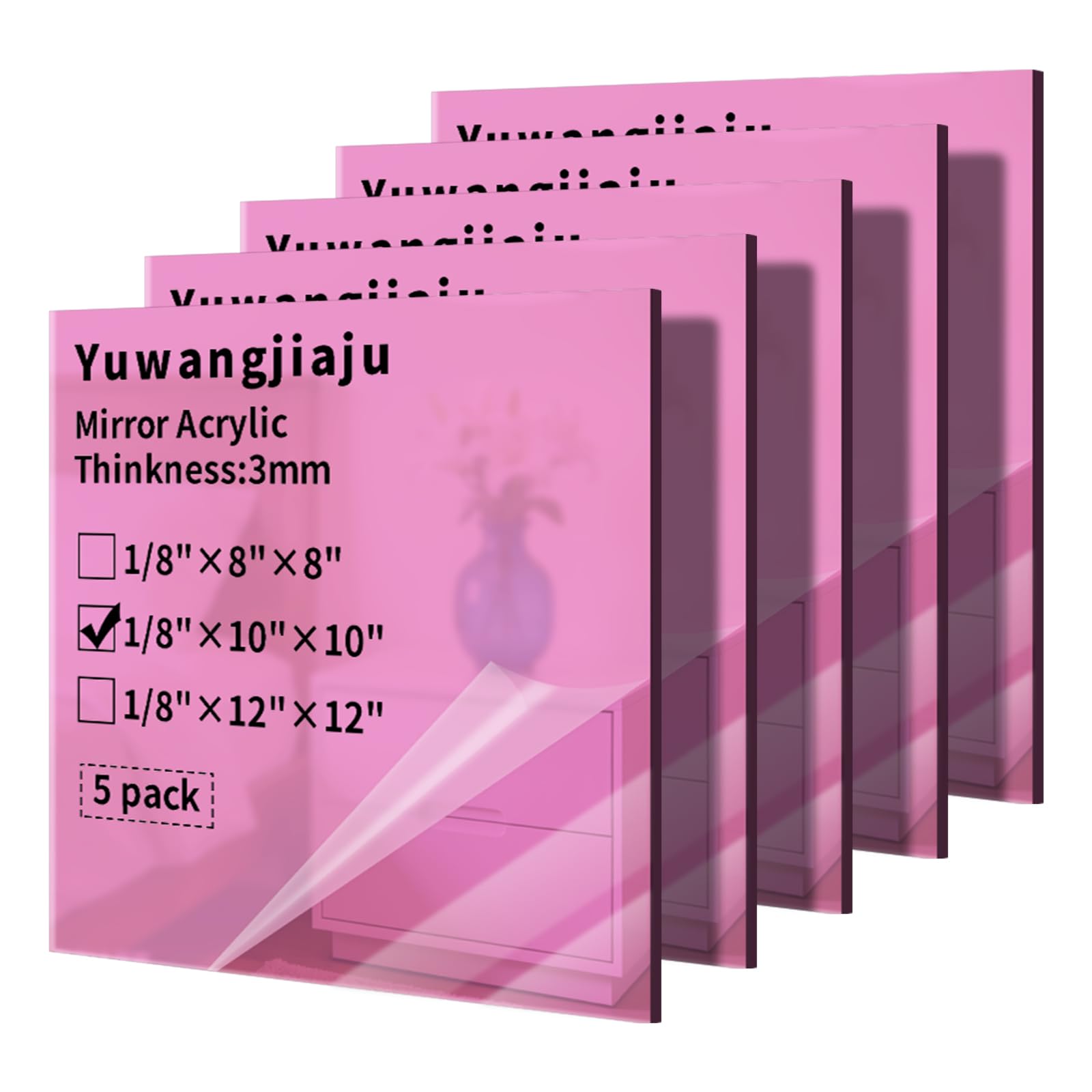 Pink Acrylic Mirror Sheets - 5 Pack for Crafts & Decor -27