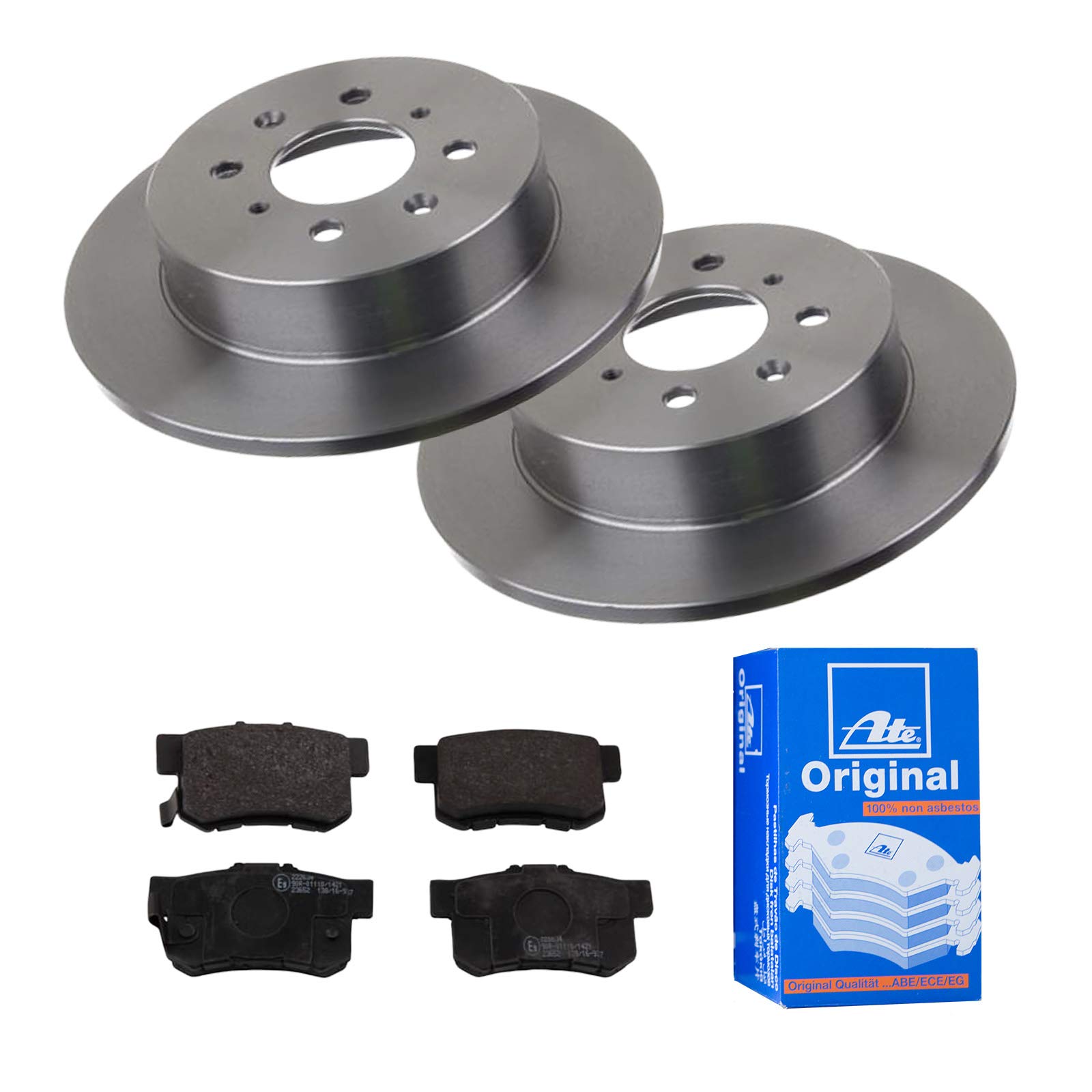 2 Bremsscheiben Voll 260 mm + Bremsbeläge Hinten von ATE (1420-22555) Bremsensatz Bremsanlage Bremsen-Kit,Bremsenset, Bremsscheiben, Bremsbeläge, Bremsen-Set, Beläge, Bremsbelag, Bremsbelagsatz,