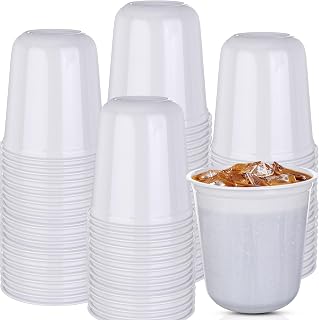 100 Pcs Disposable Stemless Glasses Plastic Wine Glasses Classic PET Drinking Cup Bulk for Meeting Weddings Birthday Cocktail Christmas Party Supplies (White, 12, ounces)