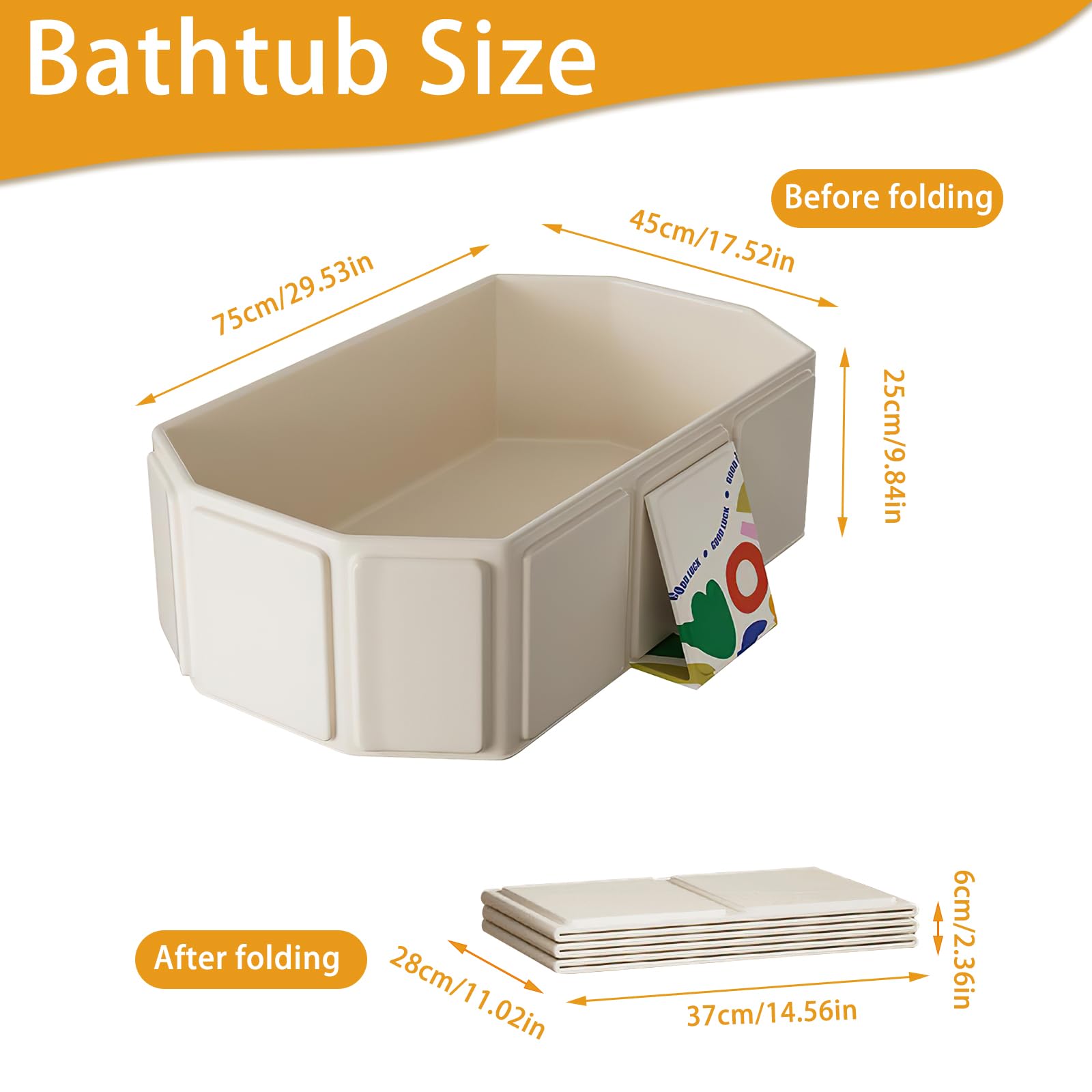 Vasca da Bagno Pieghevole per Bambini, Multiuso e Salvaspazio, Adatta da 0 a 8 Anni, Vaschetta Bagnetto Neonato Pieghevole con Tappo di Scolo, Vasca da Bagno Portatile per Bambini (Beige)