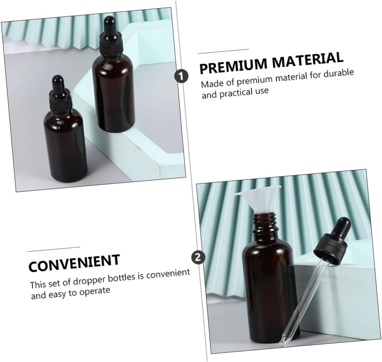 10Pcs Dropper Bottles for Essential Oils and Perfume Dispenser Refillable Airtight Easy to Press Head for Travel and DIY Use